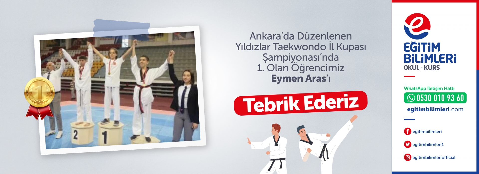 Yıldızlar Taekwondo Birincisi Eymen Aras